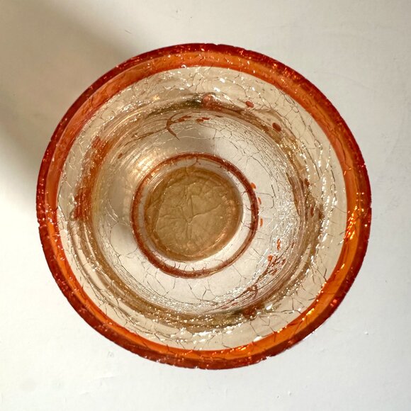 Autumn Leaf Votive Candle Crackle Glass Holder Hurricane with Votive Candle - Picture 4 of 11